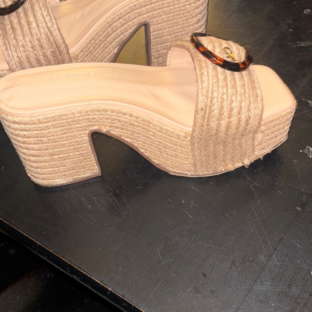 Gianni Bini Natural Raffia Slide Sandals Espadrille Size 8 - Picture 4 of 9